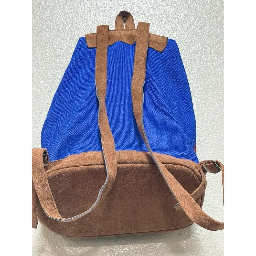 Multicolor Geometric Bohemian Backpack Drawstring Buckle Zip Pockets Women's